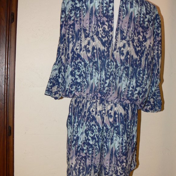 BCBG MAXAZRIA ikat Print Blue Romper - Picture 6 of 7